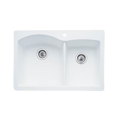 Blanco 440216 Diamond 1-3/4 Bowl Drop-In Silgranit II Kitchen Sink - White