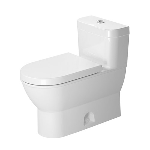 Duravit 2123010005 Darling New One Piece Toilet with Single Flush Piston Valve, Top Trip Lever, Less Seat - White