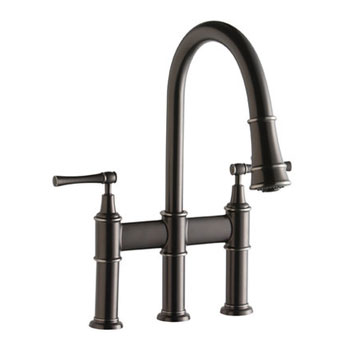 Elkay LKEC2037LS Explore Pull-Down Kitchen Bridge Faucet - Lustrous Steel (Pictured in Antique Steel)