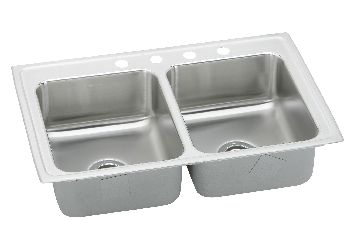 Elkay LR3319 Gourmet (Lustertone) Double Bowl Bar Sink - Stainless Steel