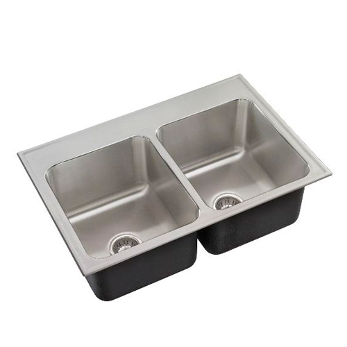 Just Manufacturing DLX-1933-A-GR-0 Stylist Group A Double Bowl 18 Gauge Drop In Sink - Stainless Steel