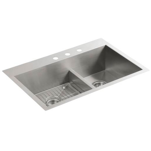 Kohler K-3839-3-NA Vault Smart Divide Offset Sink