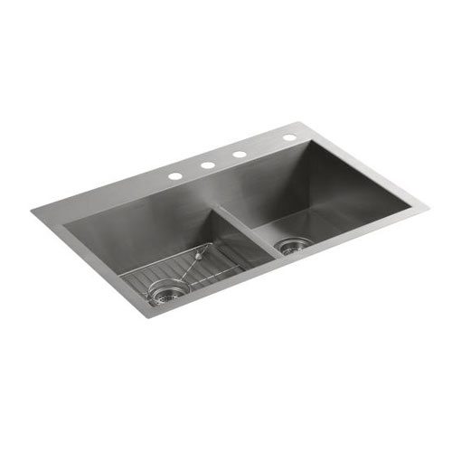 Kohler K-3839-4-NA Vault Smart Divide Offset Sink