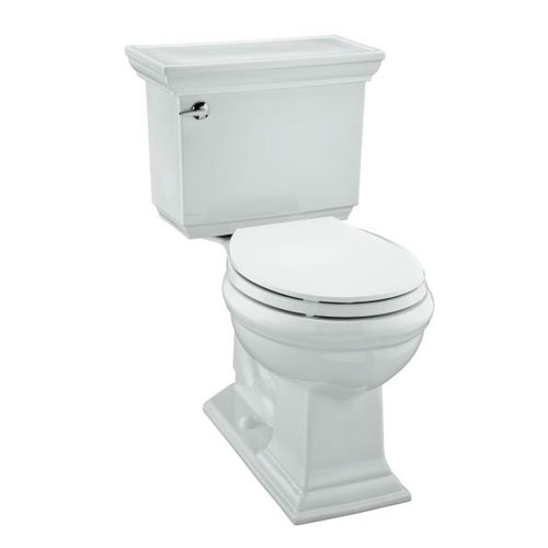 Kohler K-3933-0 Memoirs Comfort Height Two Piece Round Front 1.28 GPF Toilet with Stately Design - White