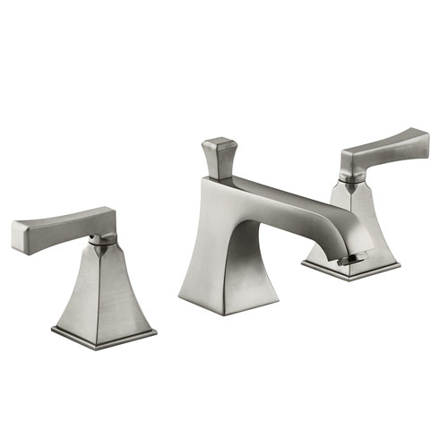 Kohler K-454-4V-BN Memoirs Widespread Lavatory Faucet w/Deco Lever Handles - Brushed Nickel