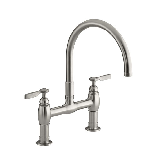 Kohler K-6130-4-VS Parq Deck-Mount Bridge Faucet - Vibrant Stainless