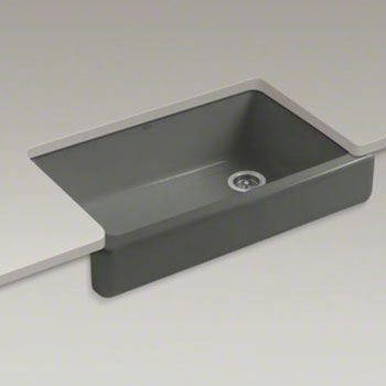 Kohler K-6488-58 Whitehaven Self-Trimming Apron Front Single Basin Sink - Thunder Grey