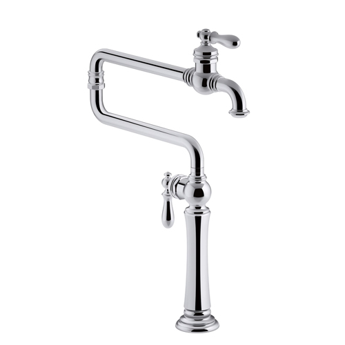 Kohler K-99271-CP Artifacts Single Hole Deck Mount Pot Filler Kitchen Sink Faucet with 22