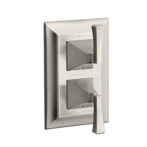 Kohler K-T10422-4V-BN Memoirs Stately Stacked Thermostatic Valve Trim with Stately Deco Lever Handles - Brushed Nickel