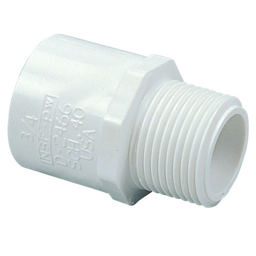 1 inch MIPT x 3/4 inch Slip Male Adapter PVC Schedule 40 Pressure Fittings