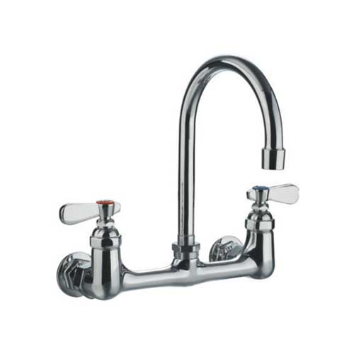 Whitehaus WHFS9814-P5-C Wall Mount Lever Handles Utility Faucet with Gooseneck Swivel Spout - Chrome