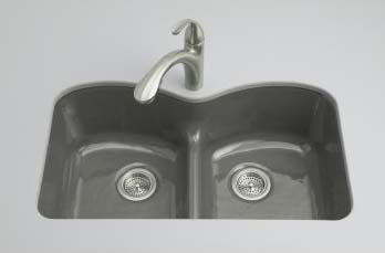 Kohler K-6626-6U-58 Langlade Undercounter Smart Divide Kitchen Sink - Thunder Grey