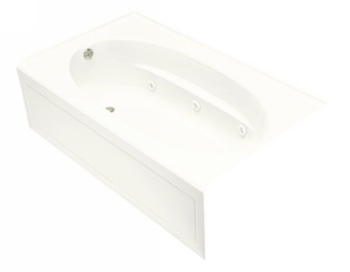 Kohler K-1112-HL-0 Windward 5 Foot Drop In Jetted Tub with Left Hand Drain - White